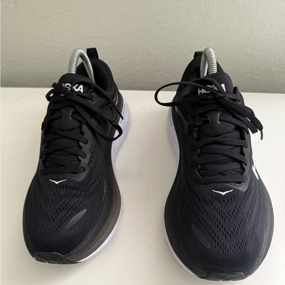 Hoka Bondi 8 Black and White Athletic Sneakers - Picture 5 of 10